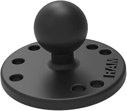Round Plate Ball Base with B Size 1" Ball, 4-Hole AMPS | Marine-grade aluminum mounting base, compatible with RAM Mounts holders and arms