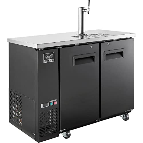 Nexel Beer Dispenser Cooler w/Single Tap Dispenser by Global Industrial – 24.38"L x 48"W x 35.63"H, Stainless Steel, Black, Model UDD-24-48-HC