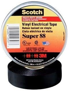 3M Scotch Super 88 Vinyl Electrical Tape, -18 to 105 Degree C, 10000 mV Dielectric Strength, 66' Length x 3/4" Width, Black