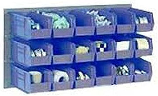 Global Industrial Wall Bin Rack with 8 Blue Bins, 36x14x19
