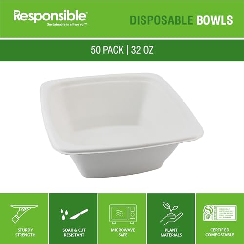 Responsible Products 32 oz (50 Count) / Natural Brown / Casual Bowls