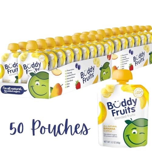 Buddy Fruits Banana & Apple / 3.2 Ounce (Pack of 50) / 50 Applesauce