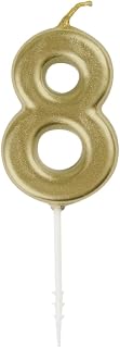 Unique Party Elegant Mini Metallic Gold Number 8" Pick Birthday Candle - Dazzling & Unique Design - Perfect Celebration Accent for Milestone Moments