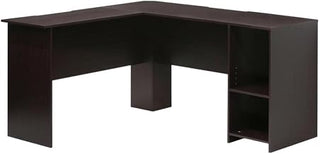 Espresso Finish L-Shaped Desk with Bookshelves, Computer Computer Desk, Space-Saving, Durable, for Office and Home Use