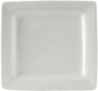 Tuxton China BWH-0603 Plate, 6" x 5-1/2" x 1" H, Rectangular, Wide Rim, Microwave and Dishwasher Safe, Oven Proof, Fully Vitrified, Ceramic, DuraTux, White, Pack of 12