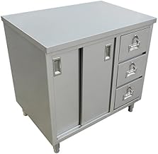 Omcan 44189 Worktable with Sliding Doors, Cabinet and Drawers