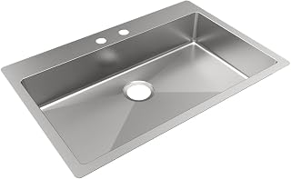 Elkay ECTSRSAD3322602 Crosstown 18 Gauge Stainless Steel 33" x 22" x 6" 2-Hole Single Bowl Dual Mount ADA Sink
