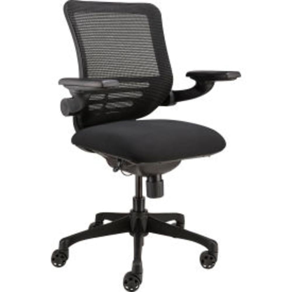 Multi-Function Mesh Back Ergonomic Chair with Flip-Up Arms by Global Industrial – Metal, Black, Model SL-D5B-BK