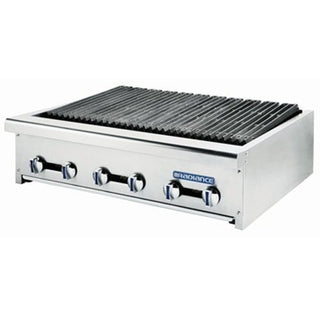 Radiance Cooking 12"Wide 2 Burner Commercial Gas Radiant Style Charbroiler by Turbo Air – Cast Iron, Silver, Model TARB-12