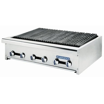 Radiance Cooking 12"Wide 2 Burner Commercial Gas Radiant Style Charbroiler by Turbo Air – Cast Iron, Silver, Model TARB-12