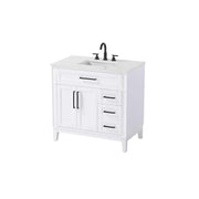 36" Single Bathroom Vanity in Honey White by Elegant Kitchen and Bath – unspecified, Aluminum, White, Model VF82536WH