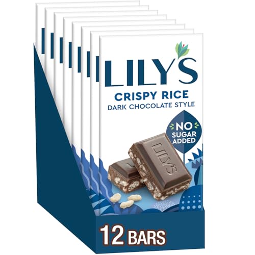 Lily's Crispy Rice Dark Chocolate Style / 3 Ounce (Pack of 12) / Dark Brown Candy & Chocolate Bars