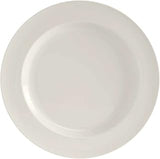 Tuxton China AMU-005 Plate, 9" Diameter, Round, Wide Rim, Microwave and Dishwasher Safe, Oven Proof, Fully Vitrified, Ceramic, AlumaTux, Modena, Pearl White, Pack of 24