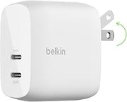 Belkin 60W Dual USB C Charger Block, PPS Fast Charging for Travel | Samsung Galaxy S25, iPhone 17, Air, Pro, Pro Max, iPad, MacBook Air, AirPods, Google Pixel 10