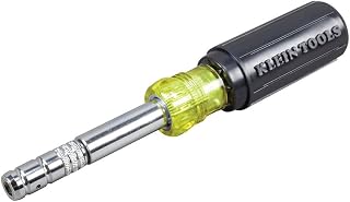 KLEIN TOOLS 32596 Multi-Bit Screwdriver/Nut Driver, Magnetic 8-in-1 HVAC Slide Drive Tool with Hex, Phillips, Schrader Bits, Nut Drivers