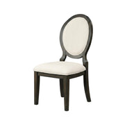 Polyester-Upholstered Dining Side Chair with Oval Back Set of by Furnifact – Wood, Brown, Pack of 2