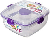 Sistema To Go Collection Salad to Go Food Storage Container (2 Pack), 37 oz, Clear with Assorted Color Accents