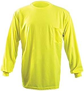 OccuNomix LUX-XLSPB-YL Long Sleeve Wicking Birdseye T-Shirt with Pocket, Non-ANSI, Large, Yellow (High Visibility)