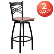Flash Furniture Cherry Wood Seat/Black Metal Frame / 2 Pack / 1 Barstools