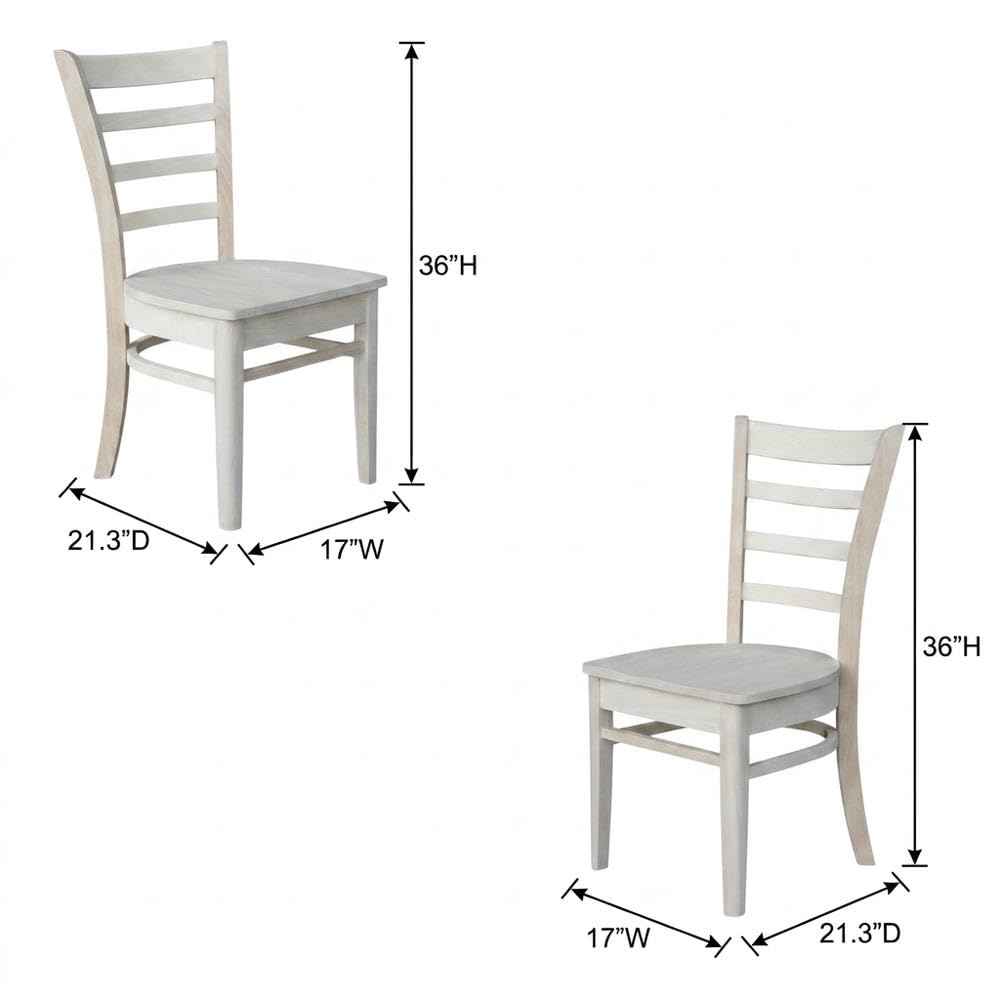 Solid Wood Side Chair Set of Two by Furnifact – Wood, Unfinished, Pack of 2