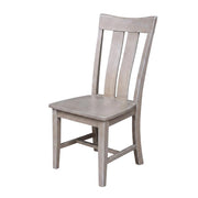 Solid Wood Dining Chair with Curved Back by Furnifact – Wood, Washed Gray Taupe, Pack of 2