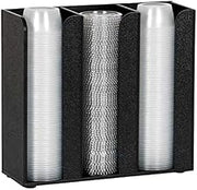 CTCO-3BT Countertop Or Wall Mount 2 oz. to 6 oz. Portion Cup and Lid Organizer, Clear Acrylic, 9-1/8" H x 10" W x 3-1/2" D
