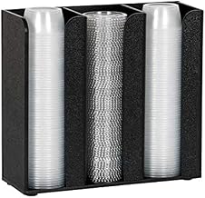CTCO-3BT Countertop Or Wall Mount 2 oz. to 6 oz. Portion Cup and Lid Organizer, Clear Acrylic, 9-1/8" H x 10" W x 3-1/2" D