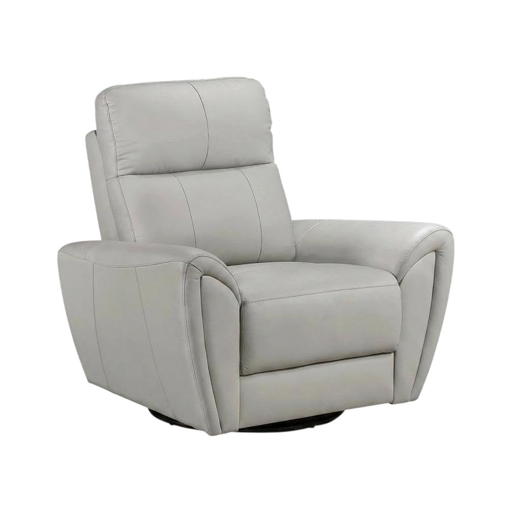 Leather-Upholstered Armchair with Swivel Glider Base by Starlight Canyon Home – Leather, Grey