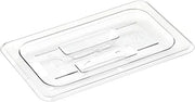 HUBERT Fourth-Size Clear Polycarbonate Solid Food Pan Cover w/Handle - 10 3/7" L x 6 7/16" W