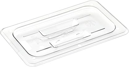 HUBERT Fourth-Size Clear Polycarbonate Solid Food Pan Cover w/Handle - 10 3/7" L x 6 7/16" W