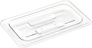 HUBERT Fourth-Size Clear Polycarbonate Solid Food Pan Cover w/Handle - 10 3/7" L x 6 7/16" W