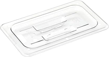 HUBERT Fourth-Size Clear Polycarbonate Solid Food Pan Cover w/Handle - 10 3/7" L x 6 7/16" W