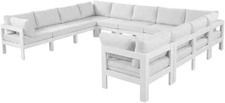 White Fabric Outdoor Patio Modular Sectional, Weather-Resistant Cushioned Seat, Back Support, Stylish for Outdoor Lounging and Entertaining