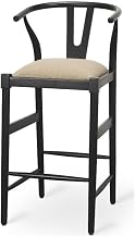 Mercana Trixie Black Wood Frame w/Dark Taupe Fabric Seat Bar Stool