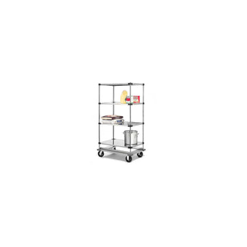 Stainless Steel Shelf Truck with Dolly Base by Nexel – 49.61"L x 18"W x 70"H, Stainless Steel, Grey, Model 987461