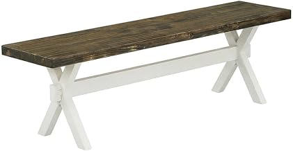 Furnifact Mid-Century Modern Solid Wood Dining Bench, Farmhouse Kitchen Table Bench Seat, Long Wooden Indoor Bench for Dining Room