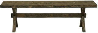 Furnifact Wooden Dining Bench with X-Style Base, Wood Bench for Kitchen Table and Dining Room, Indoor Wooden Bench Seat