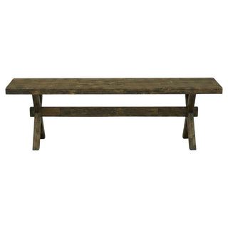 Wooden Dining Bench with X-Style Base by Furnifact – Wood, Distressed Espresso