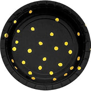 Creative Converting Club Pack Foil Program Tableware Black Velvet Gold Foil 7in Round Paper Plates, Box 96 Paper Plates