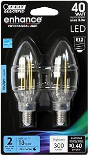 Feit Electric BPCTC40950CAFIL/2/RP 40W EQ DM Candelabra LED Light Bulb, 2 Bulbs
