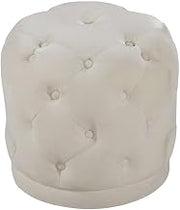 Starlight Canyon Home Velvet-Upholstered Ottoman with Padded Foam Seat, Ottoman Stool Foot Rest Vanity Stool Small Bench for Bedroom, Cream Velvet