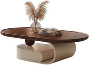 Mesa para Centro De Sala Walnut Coffee Table Modern Simple Living Room Home Solid Wood Oval Cream Style Coffee Table Coffee Table