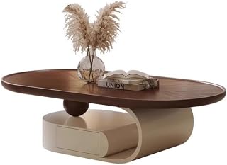 Mesa para Centro De Sala Walnut Coffee Table Modern Simple Living Room Home Solid Wood Oval Cream Style Coffee Table Coffee Table