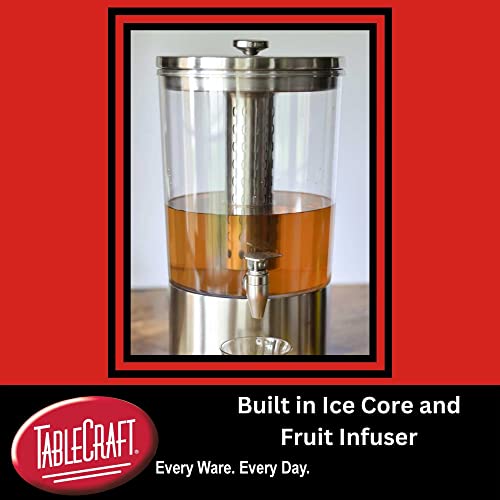 Tablecraft 2.5 Gallon Upscale Drink Dispenser / 11 x 13.5 x 24" / Stainless Steel Iced Beverage Dispensers