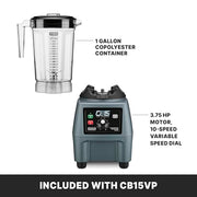 Waring Variable Speed w/Control Dial / Copolyester Jar CB15VP / 1 Gallon Countertop Blenders