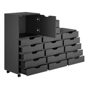 Winsome Black / 1 Door, 17 Drawers / Transitional Storage Drawer Units
