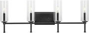 Elara Collection 31.65 in. 4-Light Matte Black New Traditional Vanity Light Clear Glass