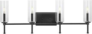 Elara Collection 31.65 in. 4-Light Matte Black New Traditional Vanity Light Clear Glass