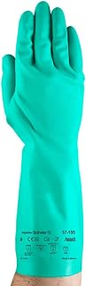 Ansell 37-155-9 Sol-Vex Unsupported Nitrile Gloves, Cuff, Lined, Size 9, Green (Pack of 12)