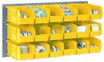 Global Industrial Wall Bin Rack with 8 Yellow Bins, 36x14x19